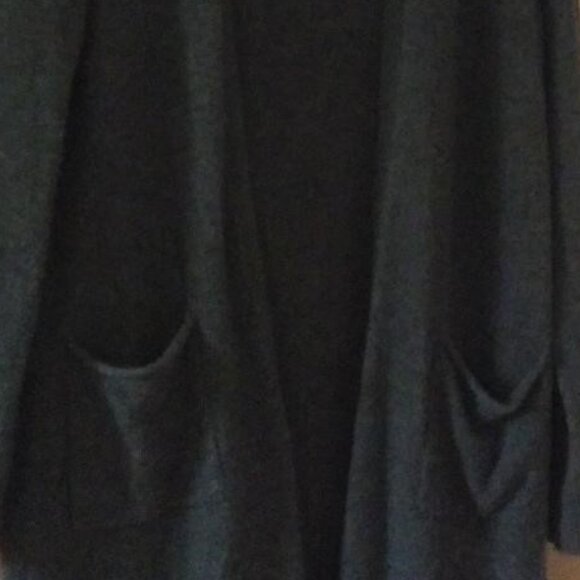 ATM sz Large 100% Cashmere Cardigan olive and gray longer length - Picture 4 of 5